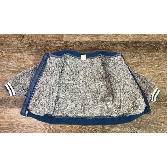 Tucker + Tate Kids' Faux Fur Bomber Jacket Size 12M Coat Blue Gray - Picture 4 of 6